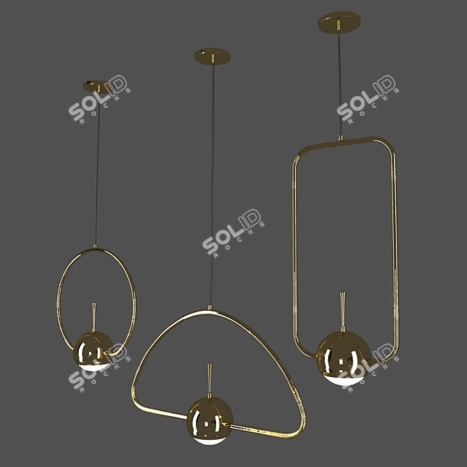 Modern Tollo Gold Pendant Lamp 3D model image 3