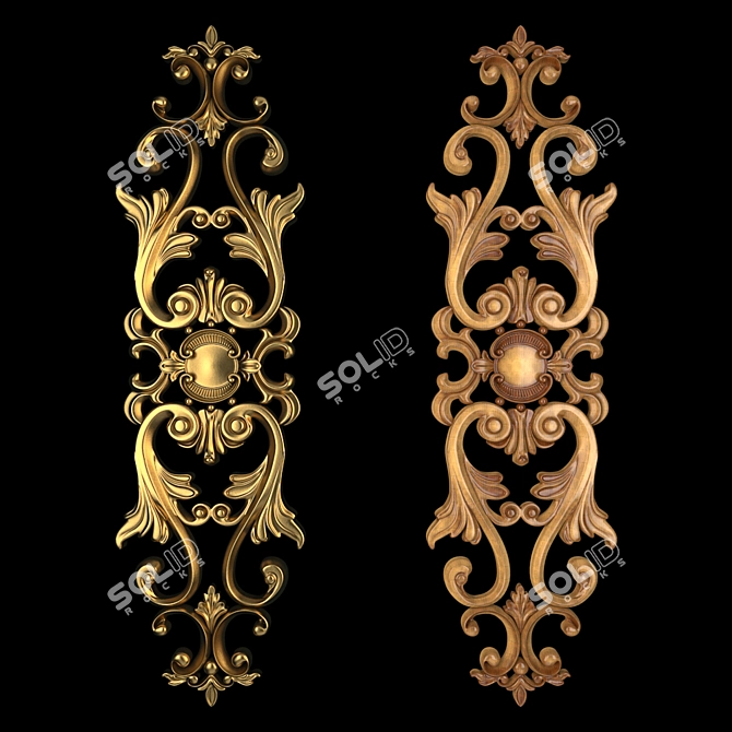 Elegant Gold and Wood Decor. 3D model image 1