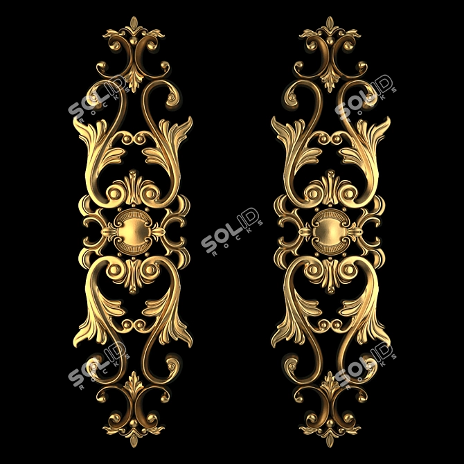 Elegant Gold and Wood Decor. 3D model image 2