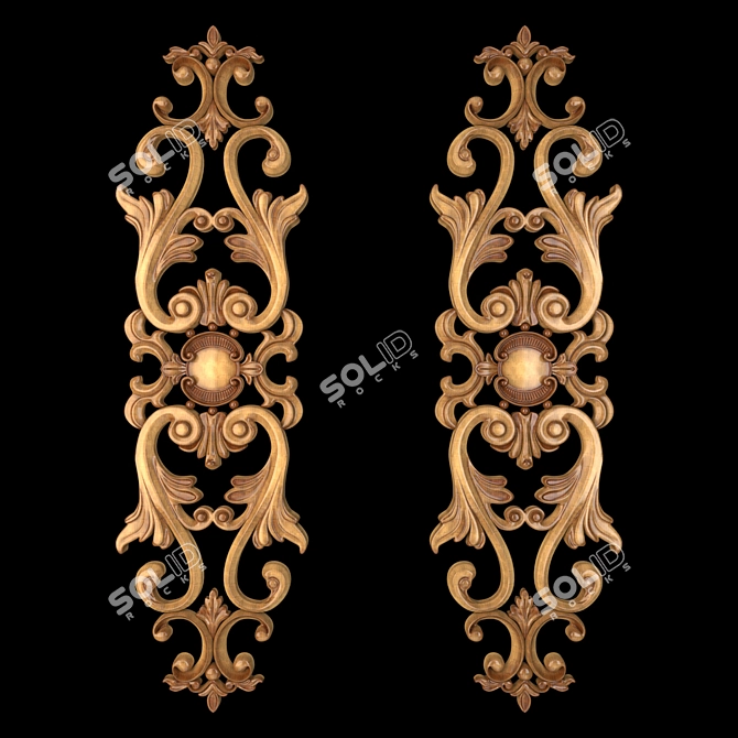 Elegant Gold and Wood Decor. 3D model image 3