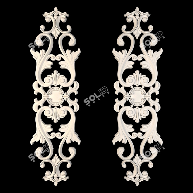 Elegant Gold and Wood Decor. 3D model image 4