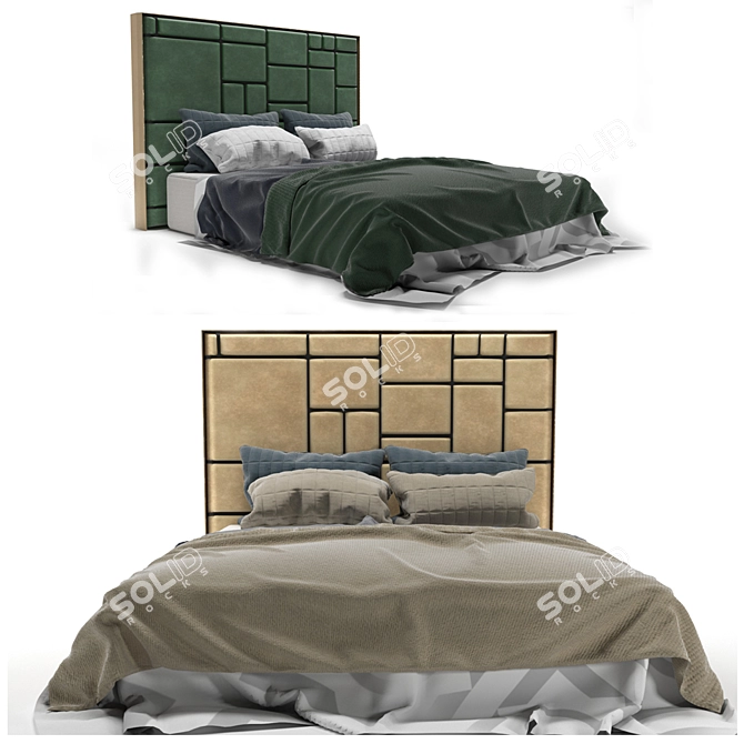 Mondrian-inspired Color Block Bed 3D model image 2