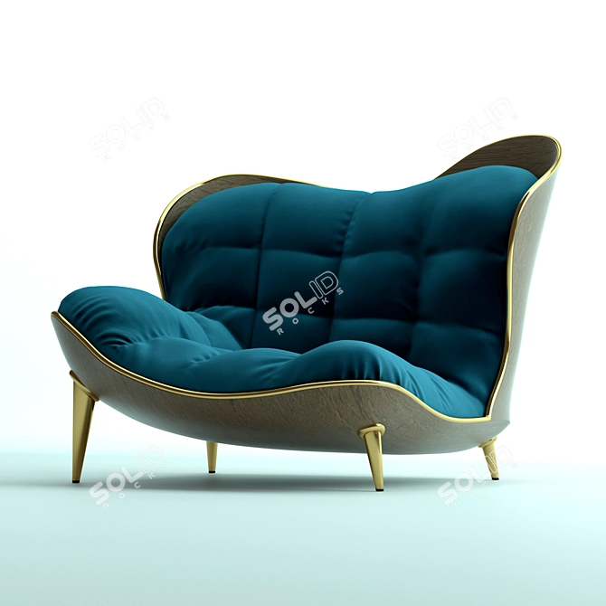 Art Deco Velvet Chaise Lounge 3D model image 1