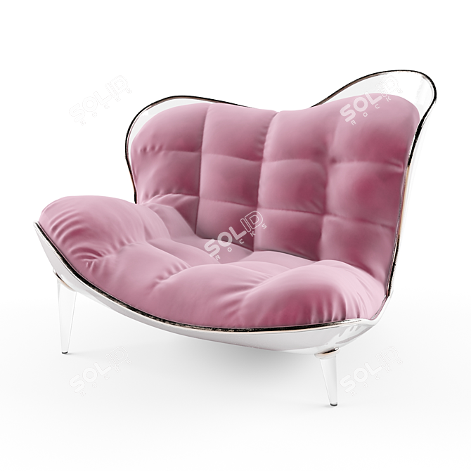 Art Deco Velvet Chaise Lounge 3D model image 3