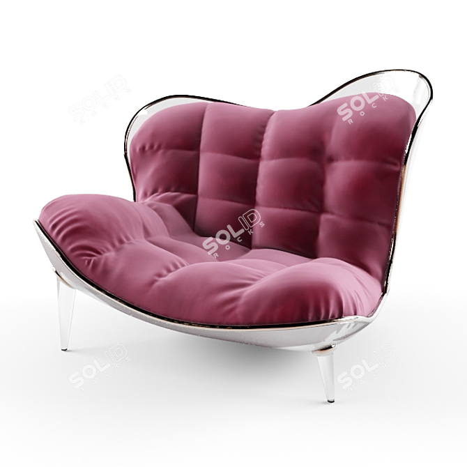 Art Deco Velvet Chaise Lounge 3D model image 7