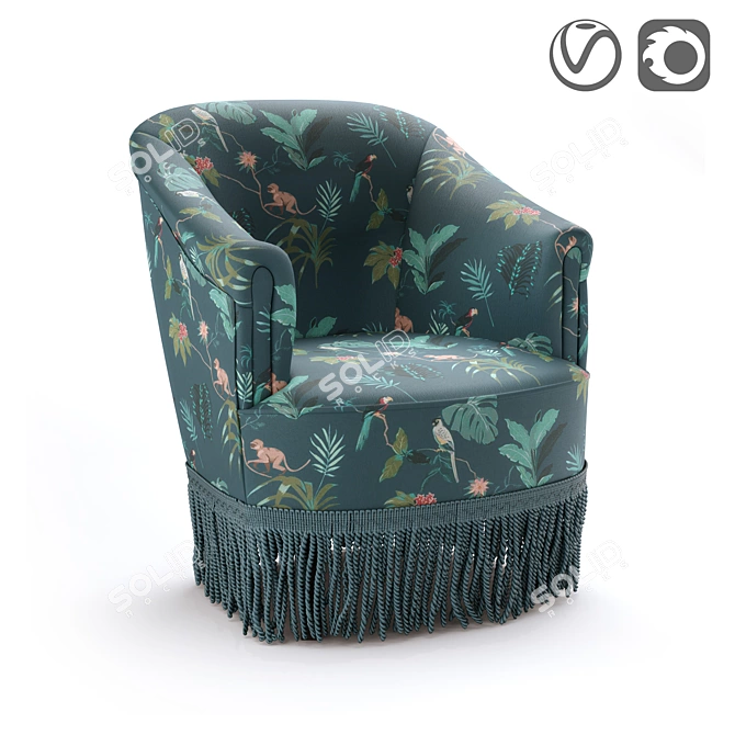 Vintage Velour Armchair: Ramona 3D model image 1