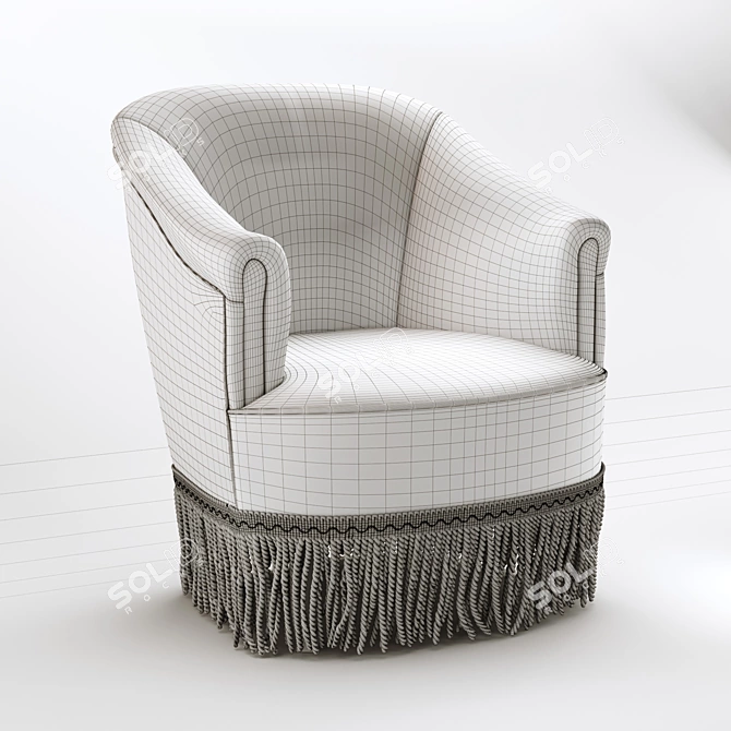 Vintage Velour Armchair: Ramona 3D model image 2