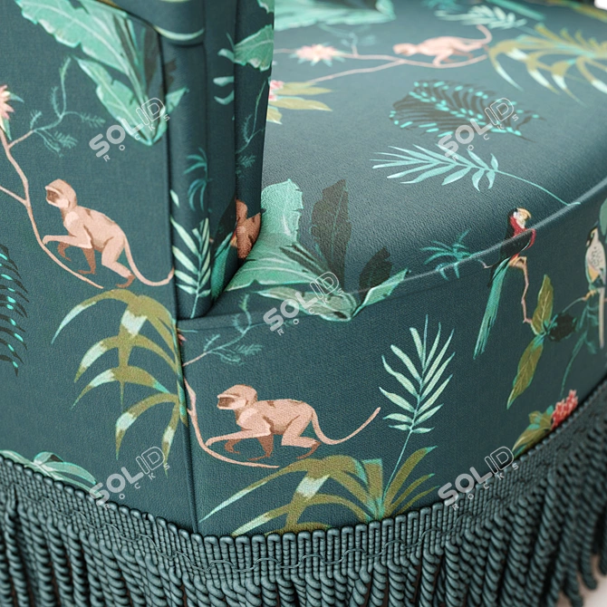 Vintage Velour Armchair: Ramona 3D model image 5