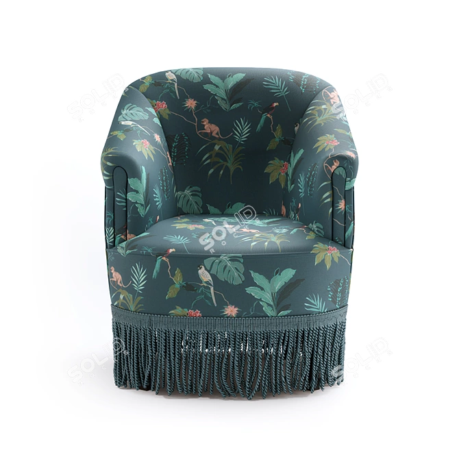 Vintage Velour Armchair: Ramona 3D model image 6