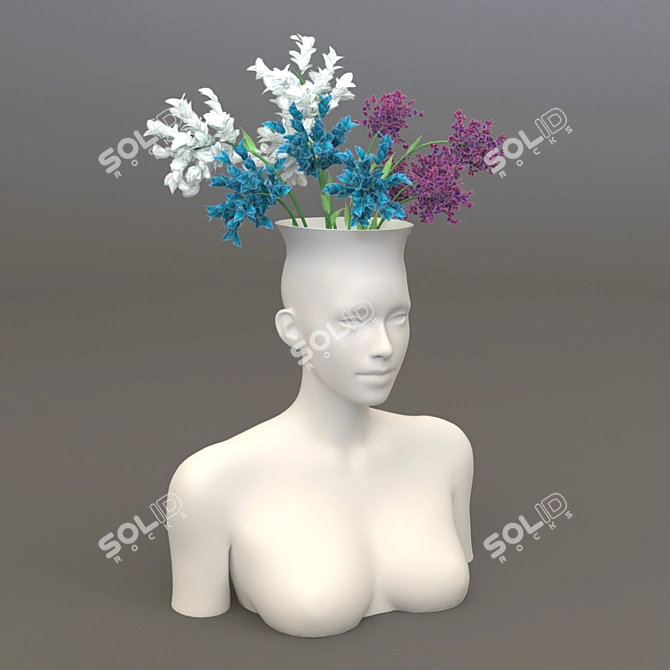 Elegant Blossoming Woman Vase 3D model image 4