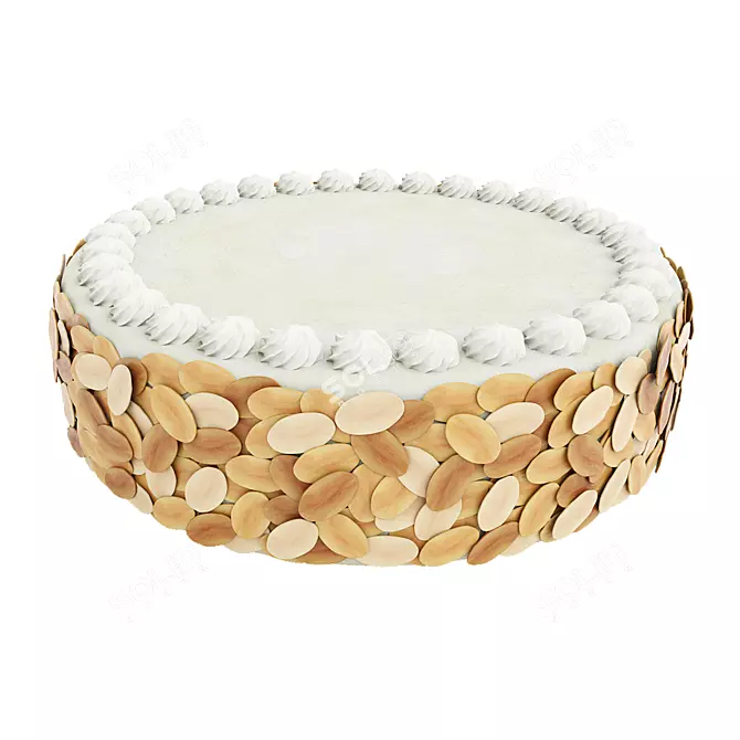 Delicious Vanilla Almond Cake 3D model image 1