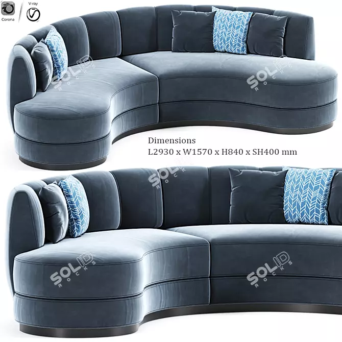 Sophia Curved Sofa: Modern Elegance for Your Space 3D model image 1