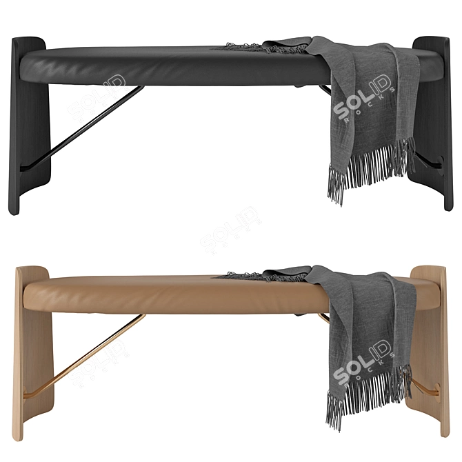 Biscotto Bench: Elegant Comfort 3D model image 2
