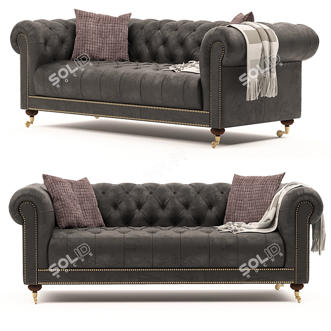 Luxury Chesterfield Sofa: Authentic Design 3D model image 1