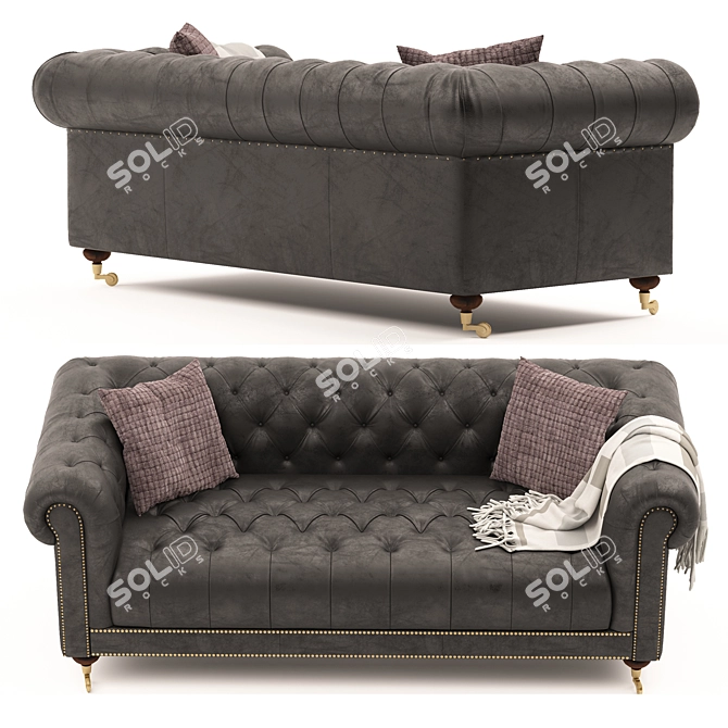 Luxury Chesterfield Sofa: Authentic Design 3D model image 2