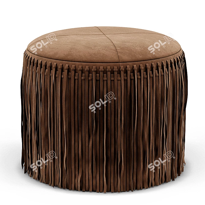 Boho Wisteria Suede Round Ottoman 3D model image 5