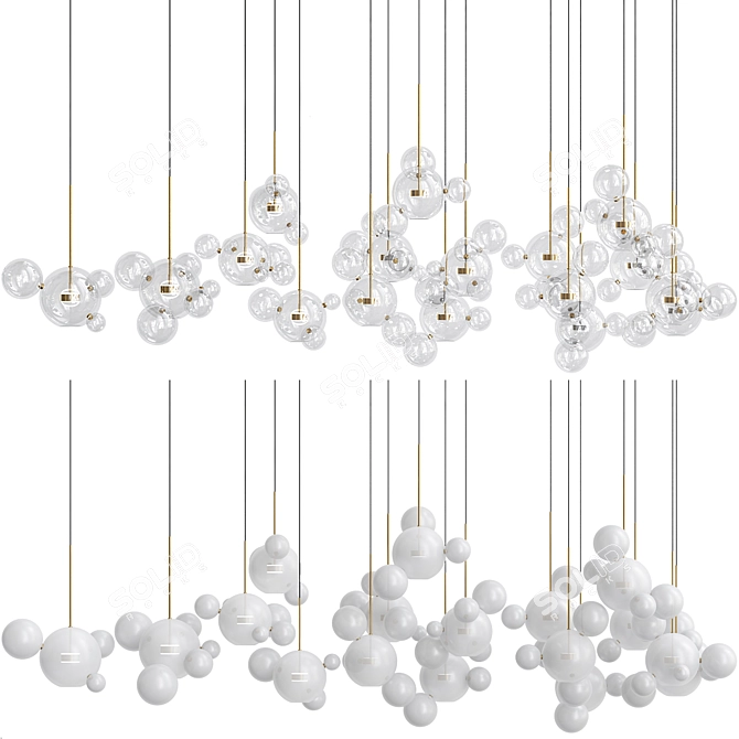 Bolle Bubble Chandelier Set: Exclusive Lighting 3D model image 1