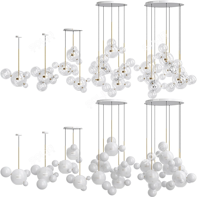 Bolle Bubble Chandelier Set: Exclusive Lighting 3D model image 2