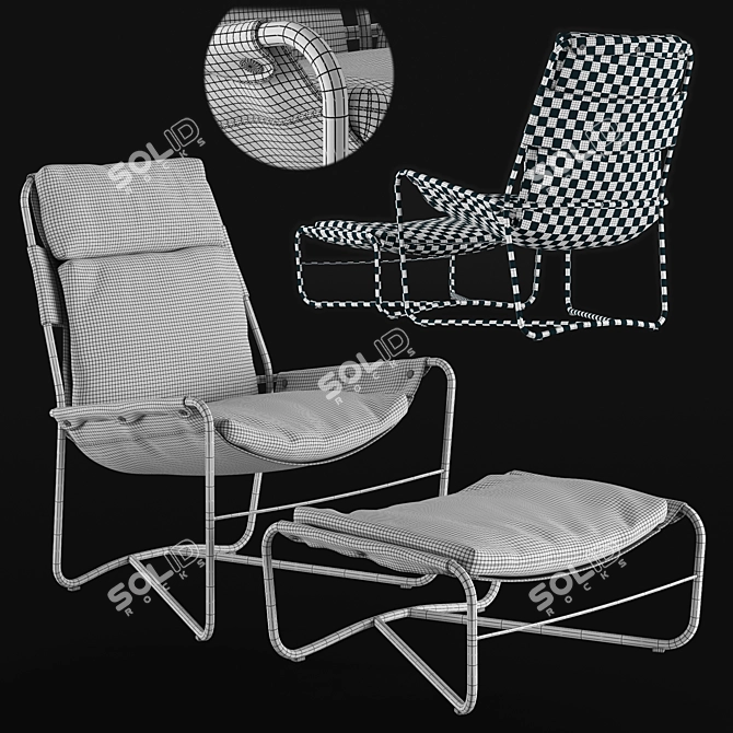 Bug Lounge Chair & Ottoman 3D model image 4