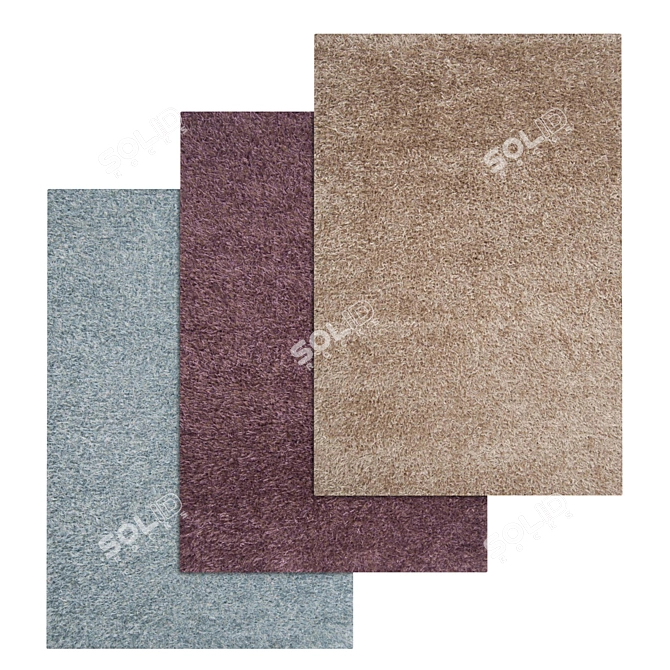 Versatile 3-Piece Carpet Set 3D model image 1