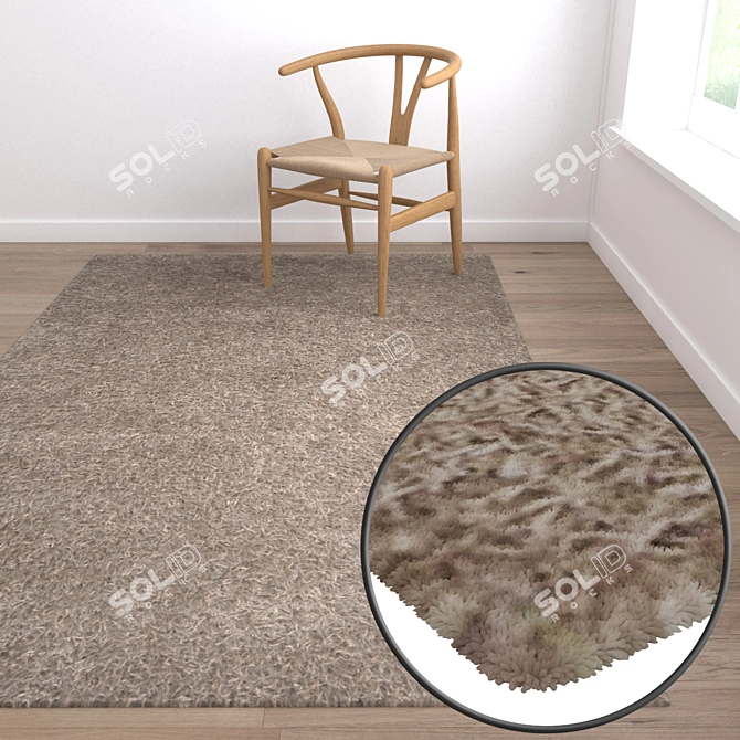 Versatile 3-Piece Carpet Set 3D model image 5