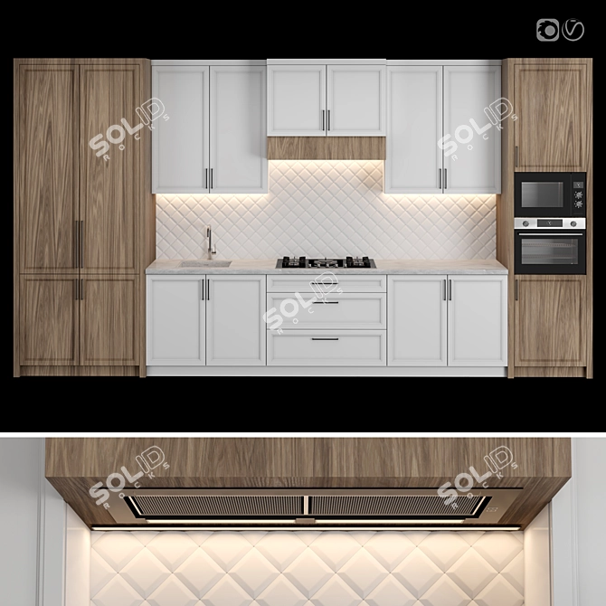 Classic Kitchen: High-Quality Render-Ready Modular Design 3D model image 1