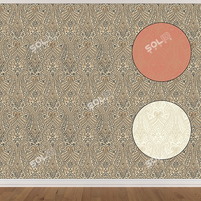 Seamless Wallpaper Set 909 - 3 Colors 3D model image 1