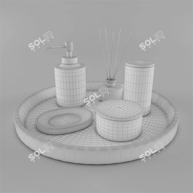 Elegant Marble Bathroom Set 3D model image 2