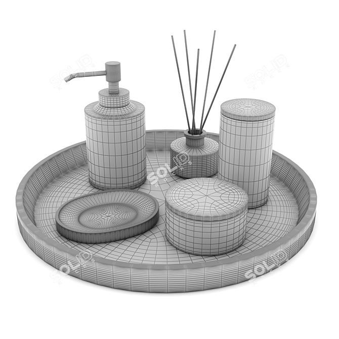 Elegant Marble Bathroom Set 3D model image 4