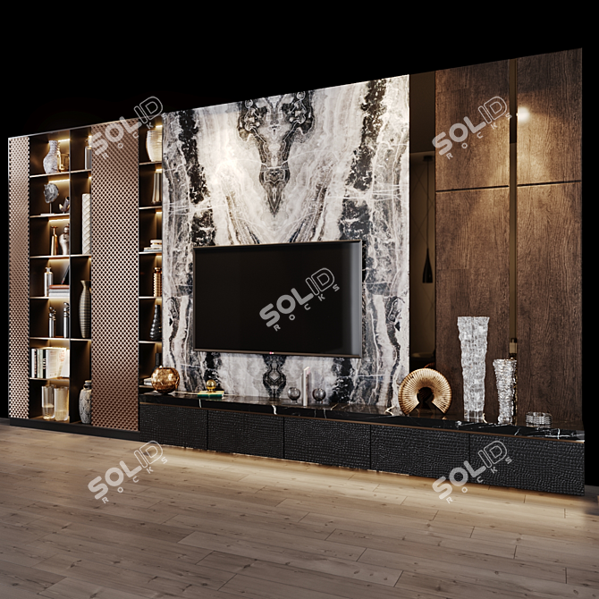 Ultra-Wide TV Set with Studia-54 Design 3D model image 2