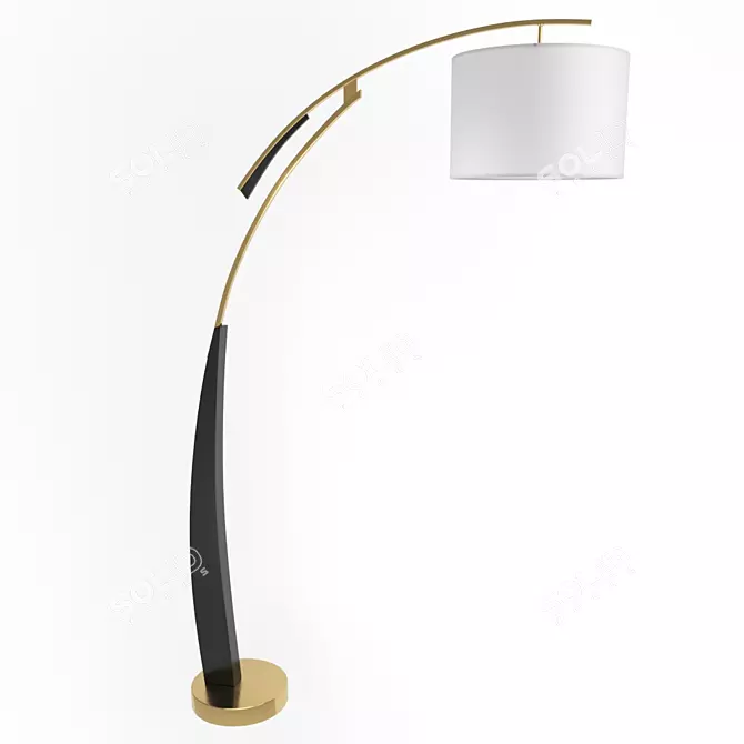 Inodesign Twiggy - Stylish Modern Black and Brass Floor Lamp 3D model image 1