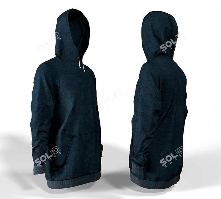 Logoless Low-Poly Hoodie: Sleek Style 3D model image 3