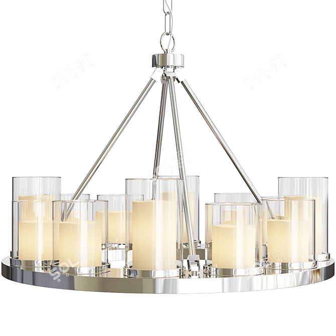Elegant Summit Circle Chandelier - 12 Lamps 3D model image 1