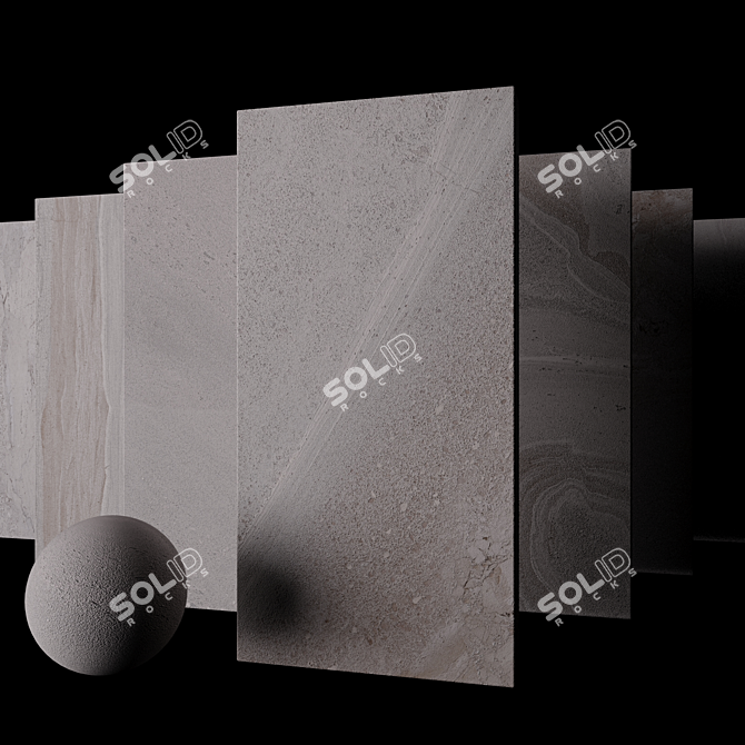 Stone Grey Set: Multi-Texture, 60x120cm Tiles 3D model image 2