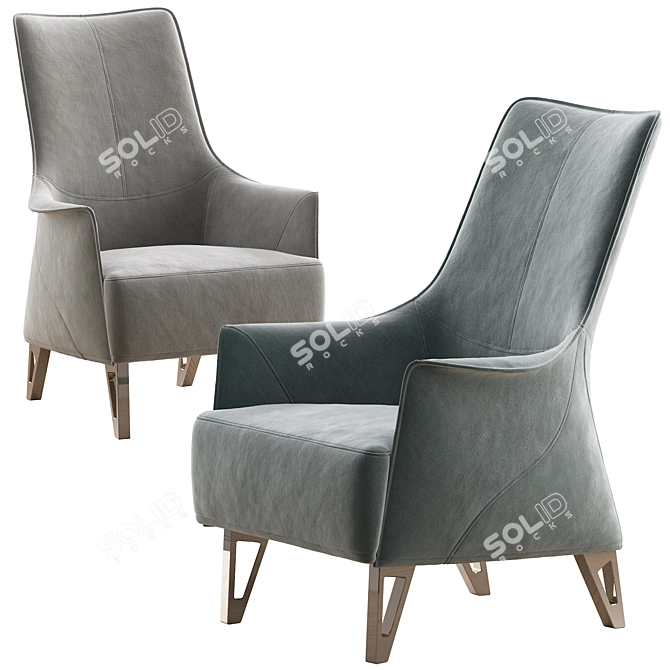 Elegant Mobius Bergere Chair 3D model image 1