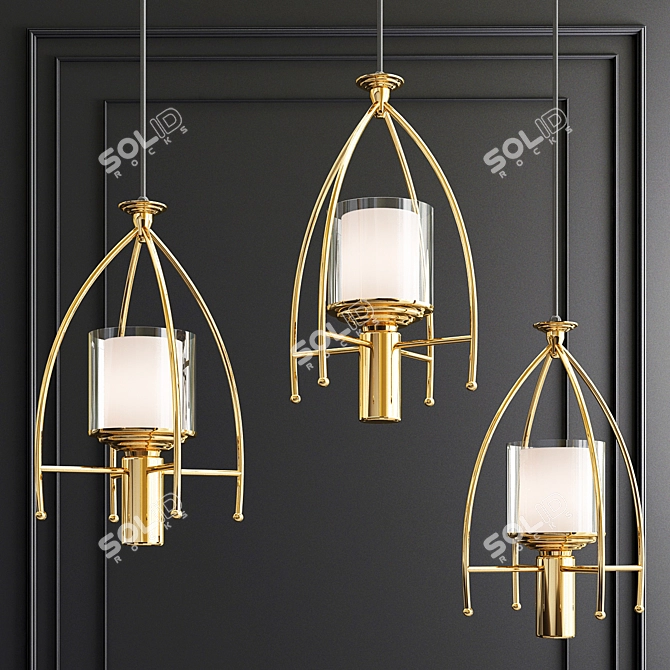 Elegant Glass Gold Pendant Lights 3D model image 1