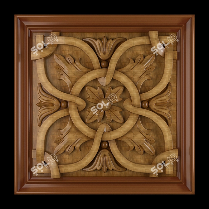 Elegant Gilded Wood Panel 3D model image 1