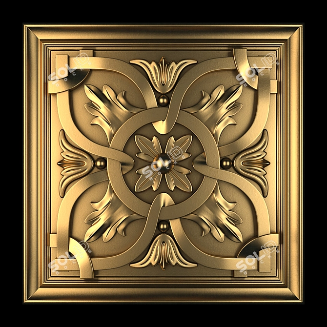 Elegant Gilded Wood Panel 3D model image 2