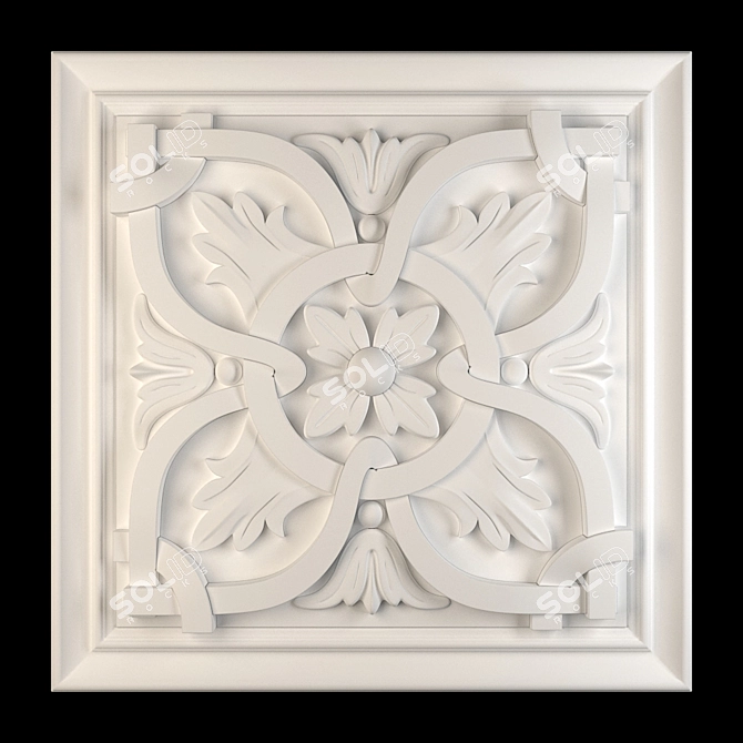 Elegant Gilded Wood Panel 3D model image 3