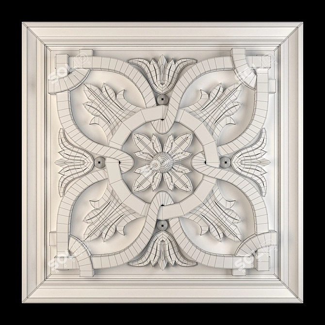 Elegant Gilded Wood Panel 3D model image 4