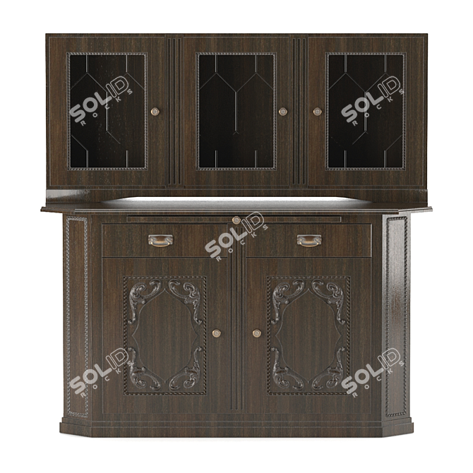 Elegant Wooden Glass Sideboard 3D model image 1