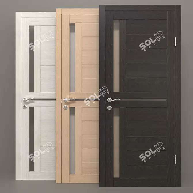 Sleek Grey Pine Interior Door 3D model image 1