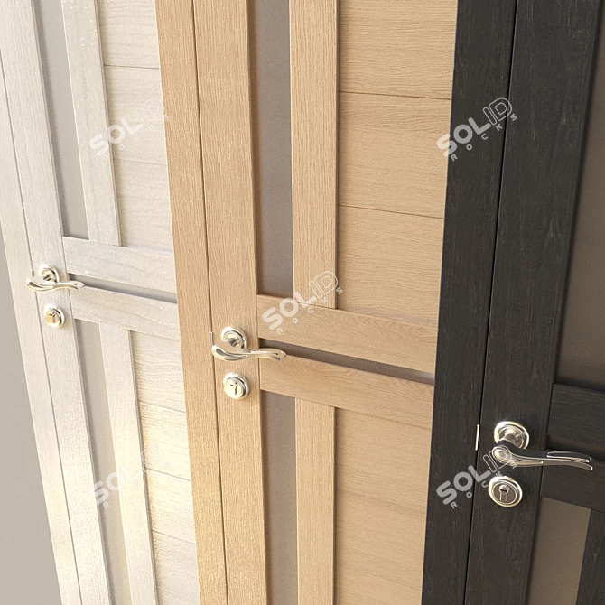 Sleek Grey Pine Interior Door 3D model image 2