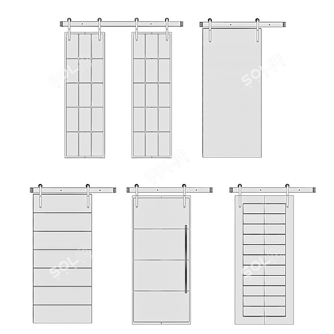  Versatile Sliding Doors: 5 Types, Multiple Materials 3D model image 2