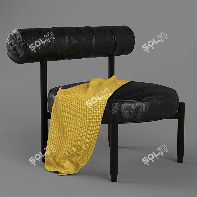 Sleek Metal and Leather Chair 3D model image 1