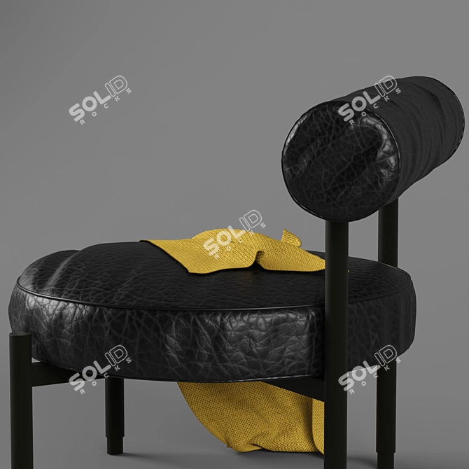 Sleek Metal and Leather Chair 3D model image 3