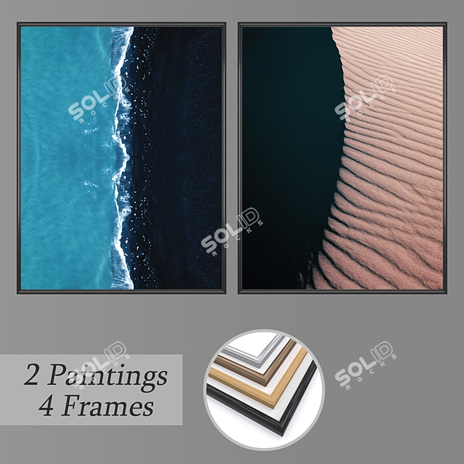 Artistic Set: 2 Paintings + 4 Frames (No 1412) 3D model image 1