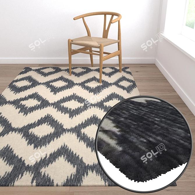 Versatile 3-Piece Carpet Set 3D model image 5