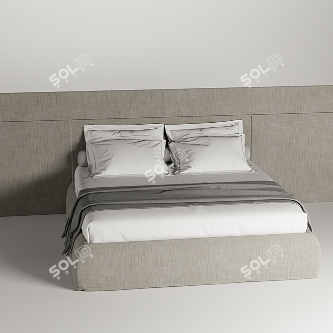 Elegant Fabric Pianca Bed 3D model image 2