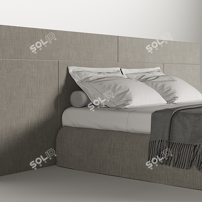 Elegant Fabric Pianca Bed 3D model image 3
